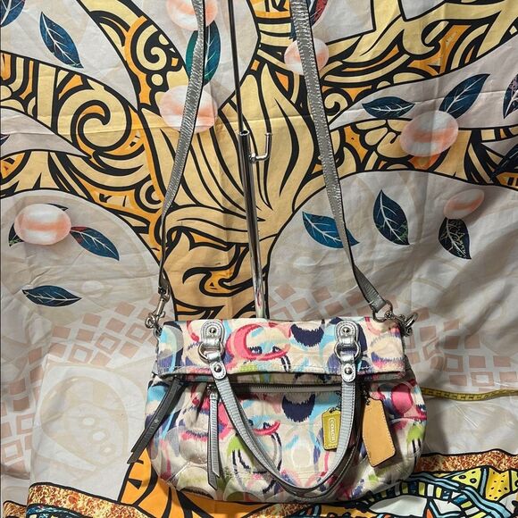 Coach Poppy Ikat Signature C Glam Multicolor Foldover Crossbody bag # 19873 - Picture 10 of 14